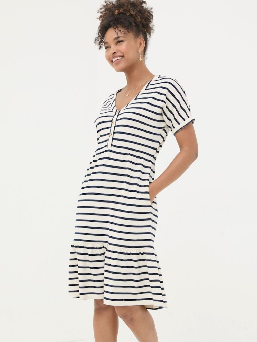 FATFACE Maisey Striped Jersey Mini Dress Size 2 Nautical
